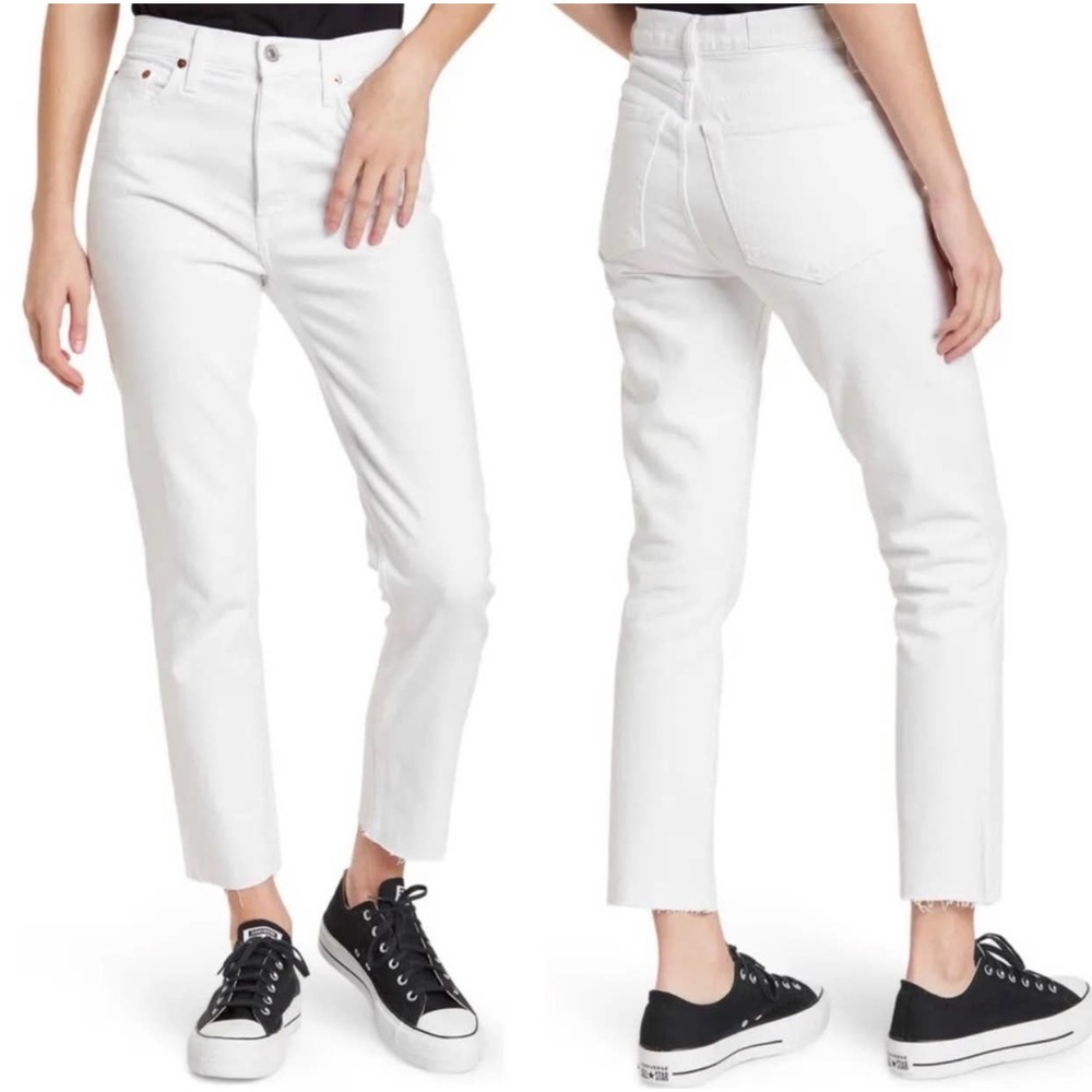 Redone 90s High Rise Ankle Crop Jeans in White Size 25